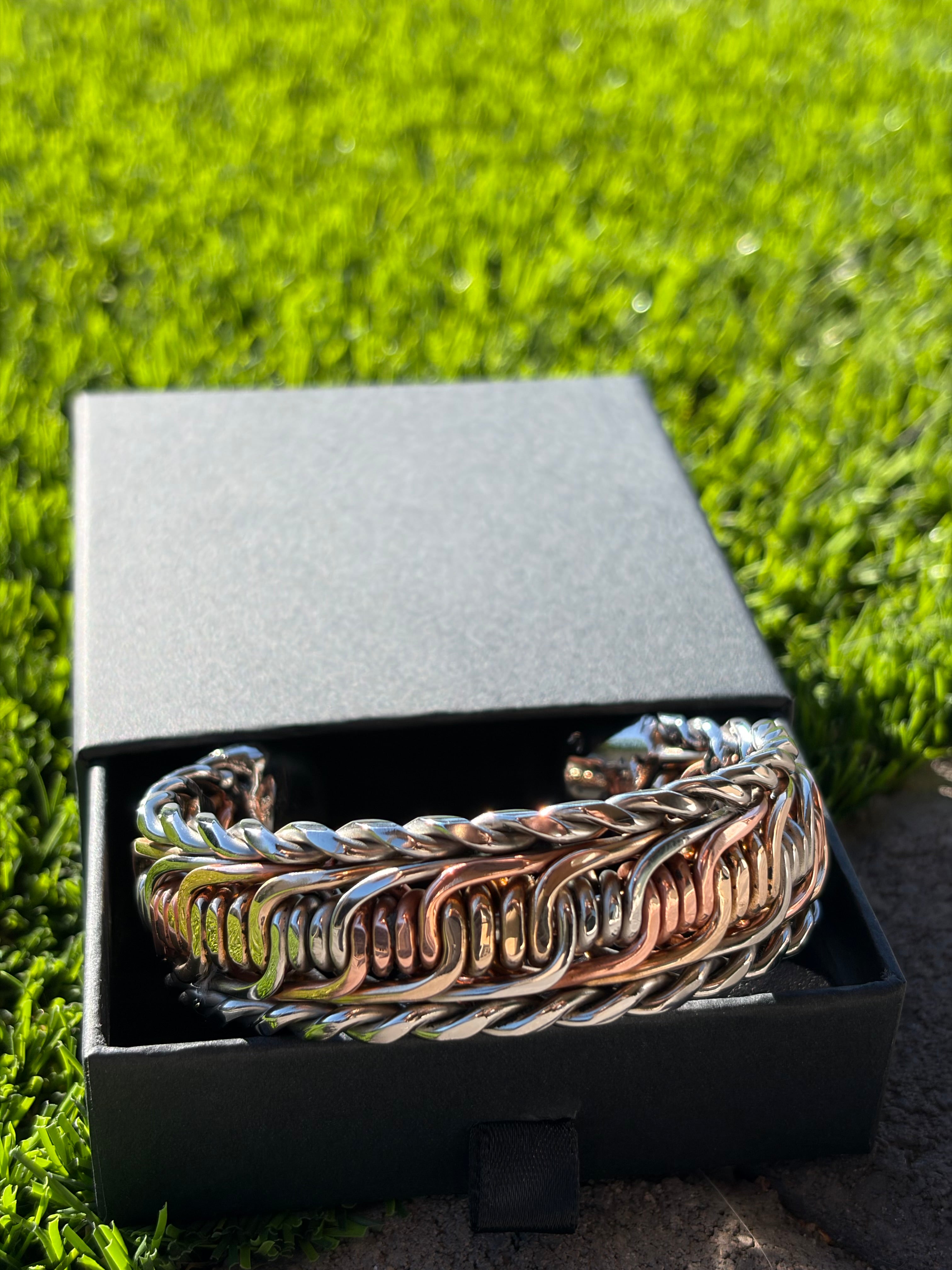 Triple Rick Handcrafted Mixed Metal Cuff Bracelet