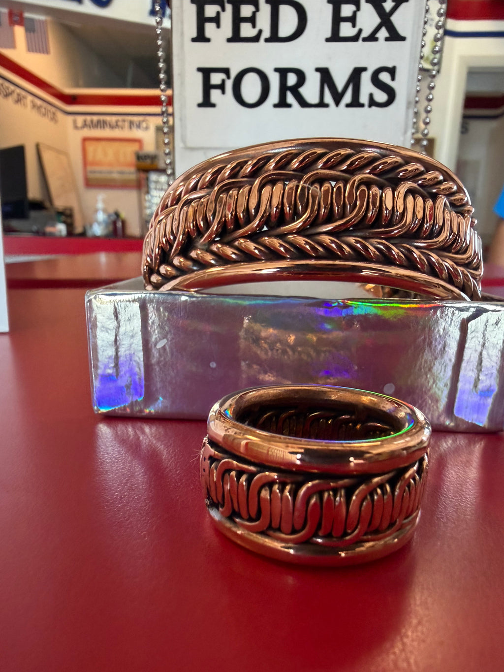 Copper Barbwire Style Ring