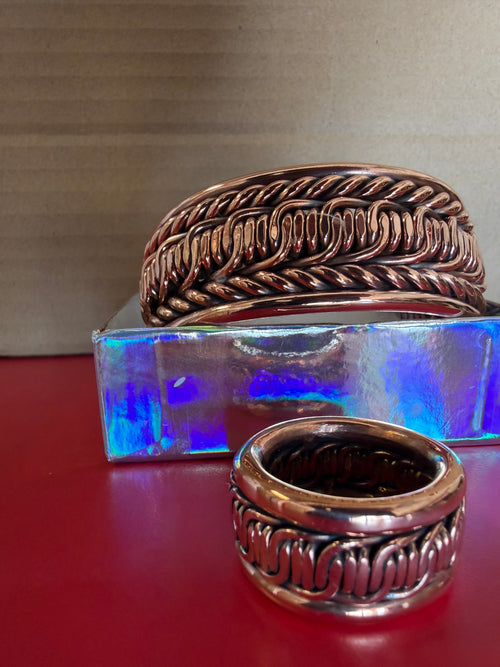 Copper Barbwire Style Ring