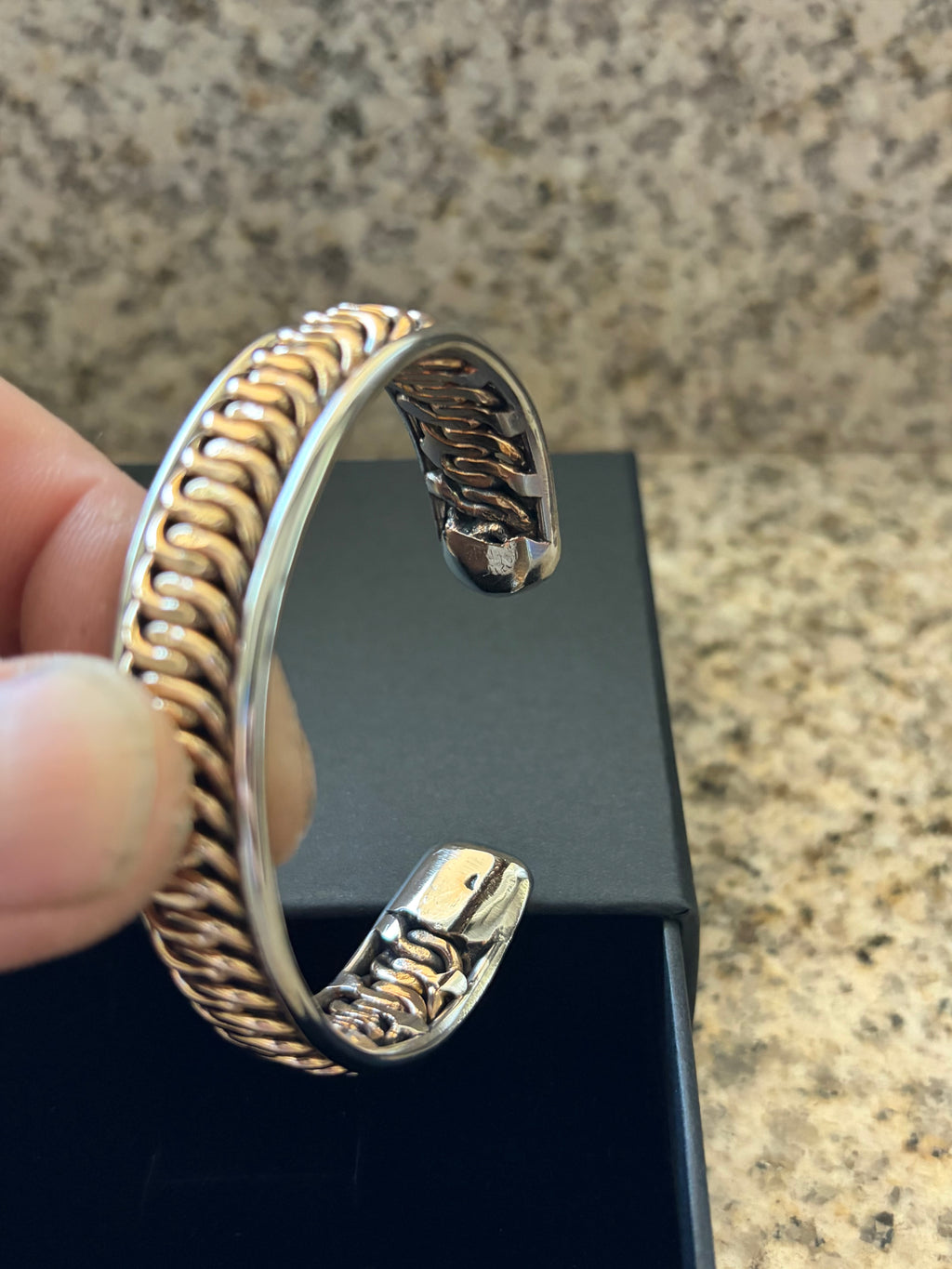 Woman’s Silicon Bronze and Stainless Steel Cuff Bracelet