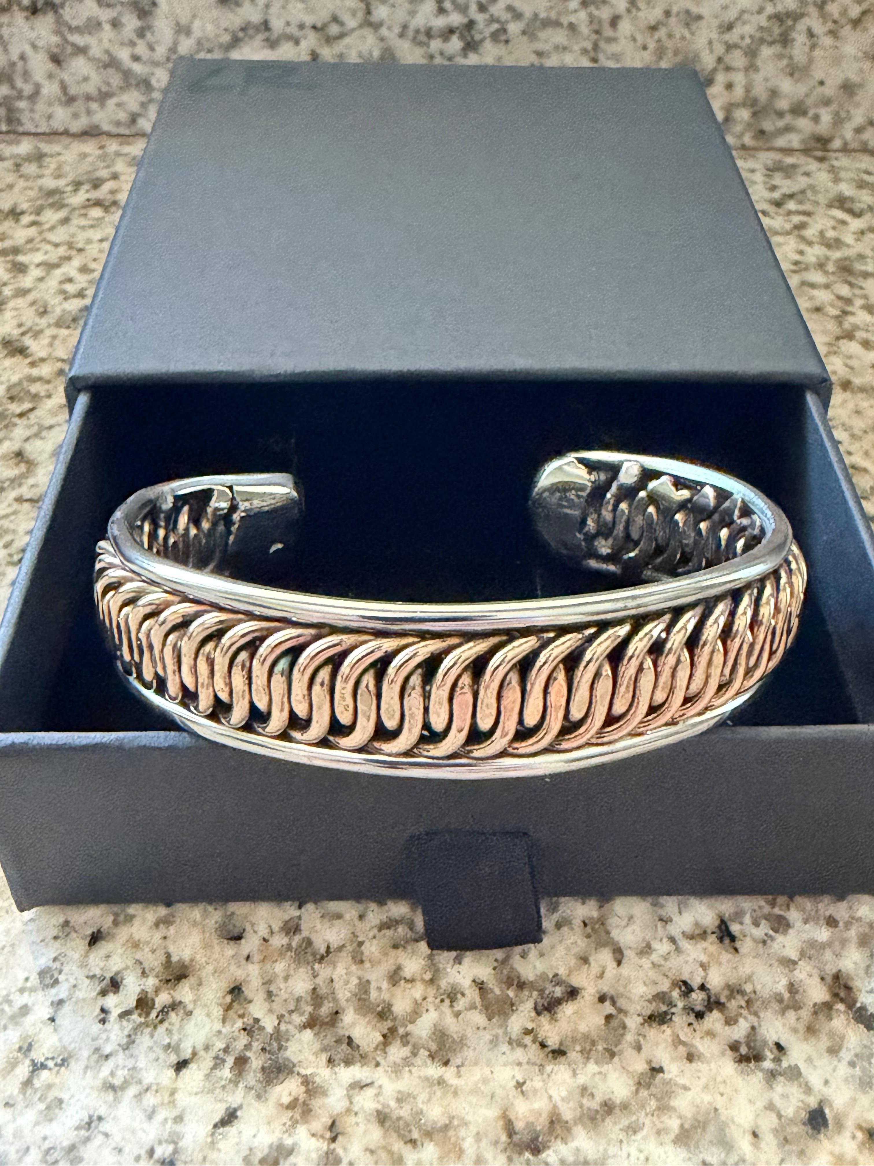 Woman’s Silicon Bronze and Stainless Steel Cuff Bracelet
