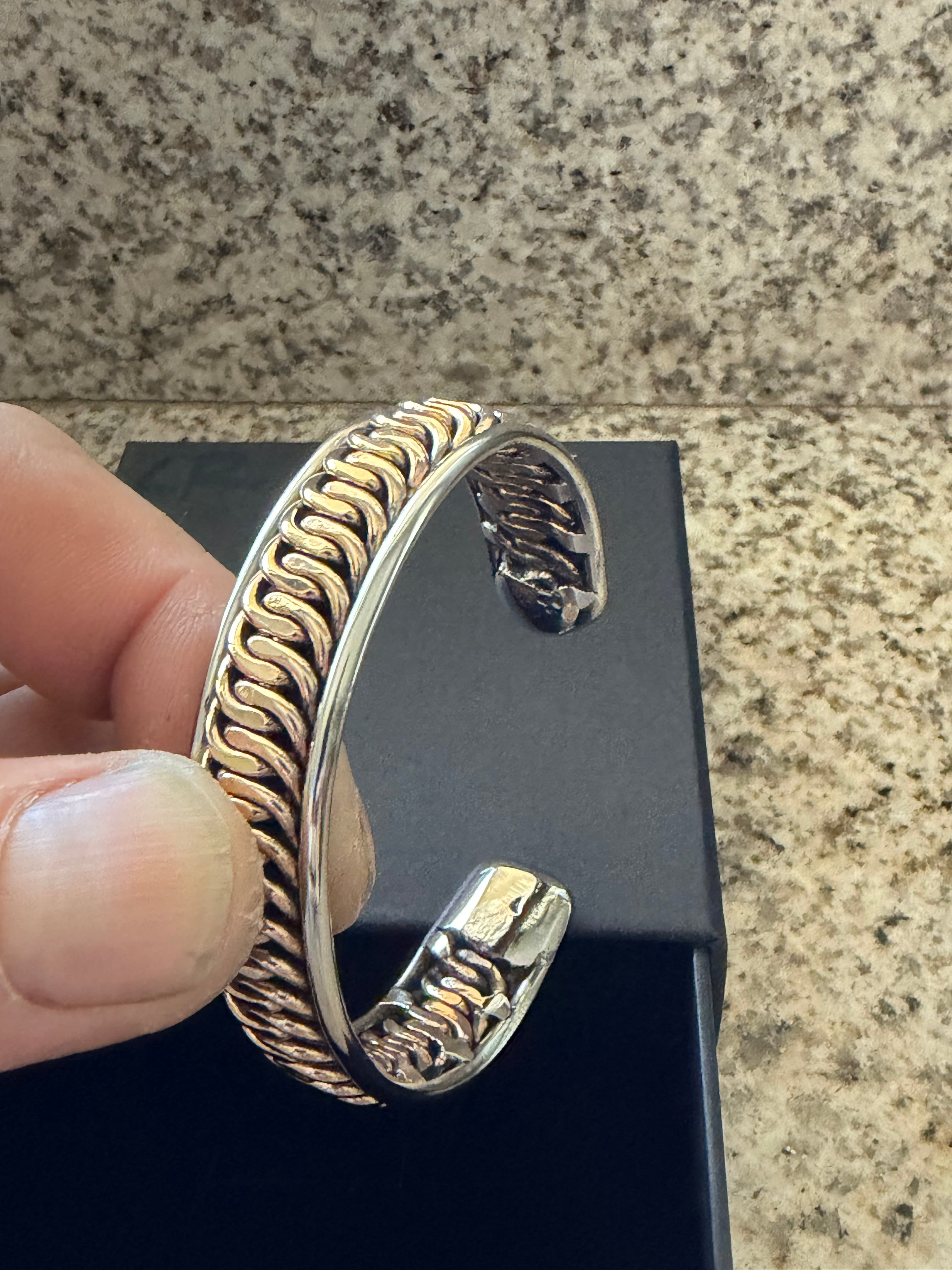 Woman’s Silicon Bronze and Stainless Steel Cuff Bracelet